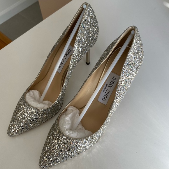 **SOLD** NWT Jimmy Choo Romy 85 Glitter Pumps Size - Picture 7 of 8